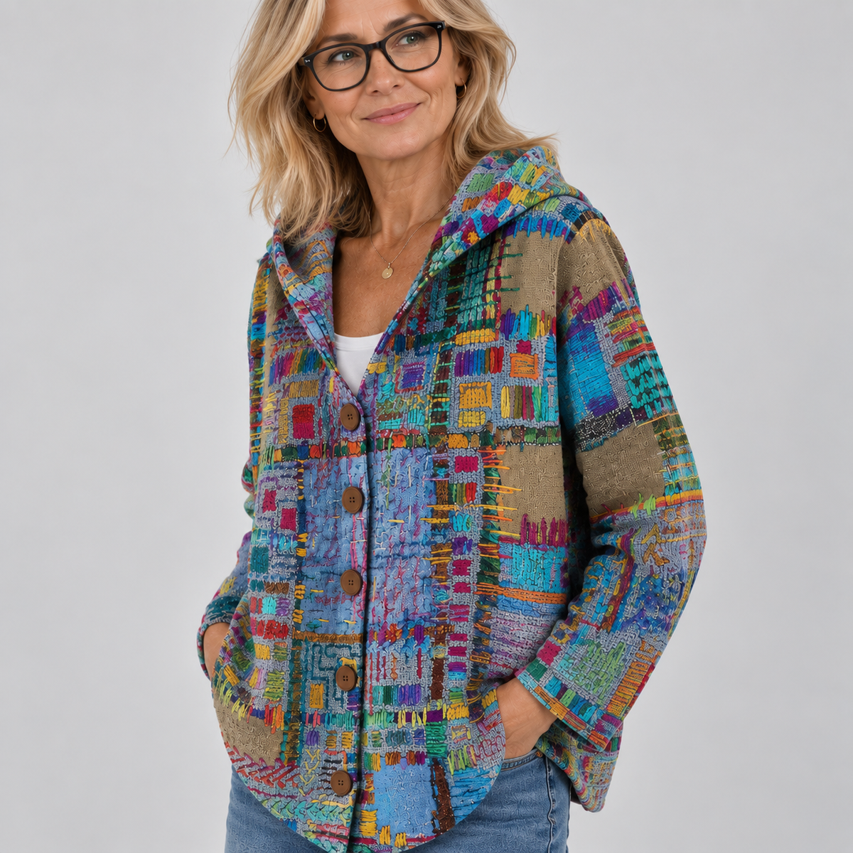 Mosaïque | Cardigan à Capuche Imprimée