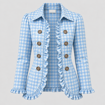Giverny | Veste à carreaux vichy et volants
