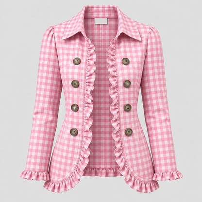 Giverny | Veste à carreaux vichy et volants