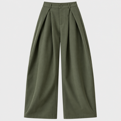 Plissé | Pantalon Large Taille Haute