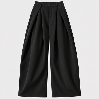 Plissé | Pantalon Large Taille Haute