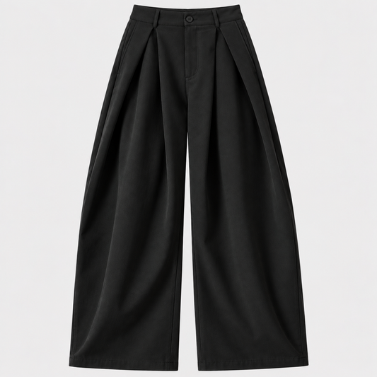 Plissé | Pantalon Large Taille Haute