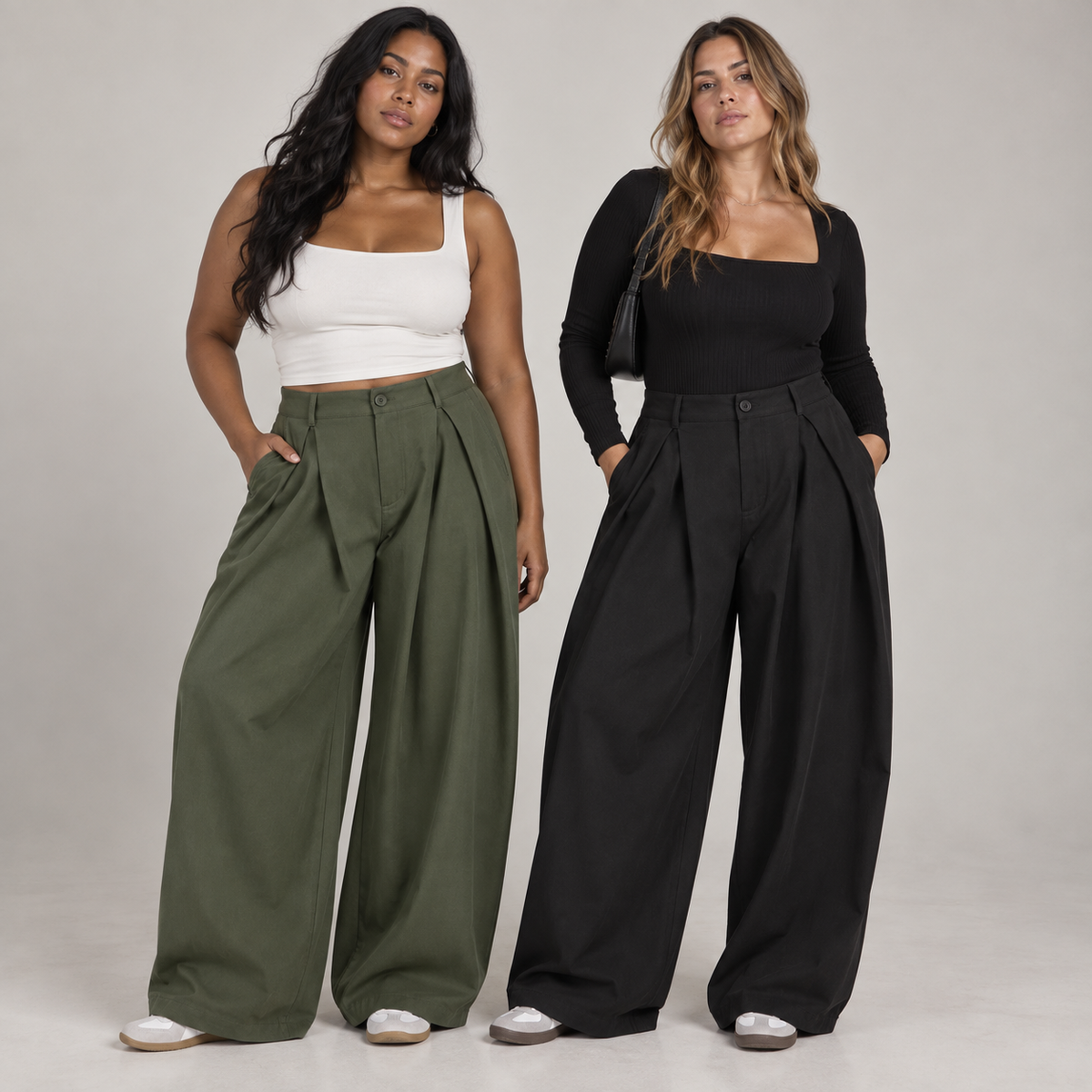 Plissé | Pantalon Large Taille Haute