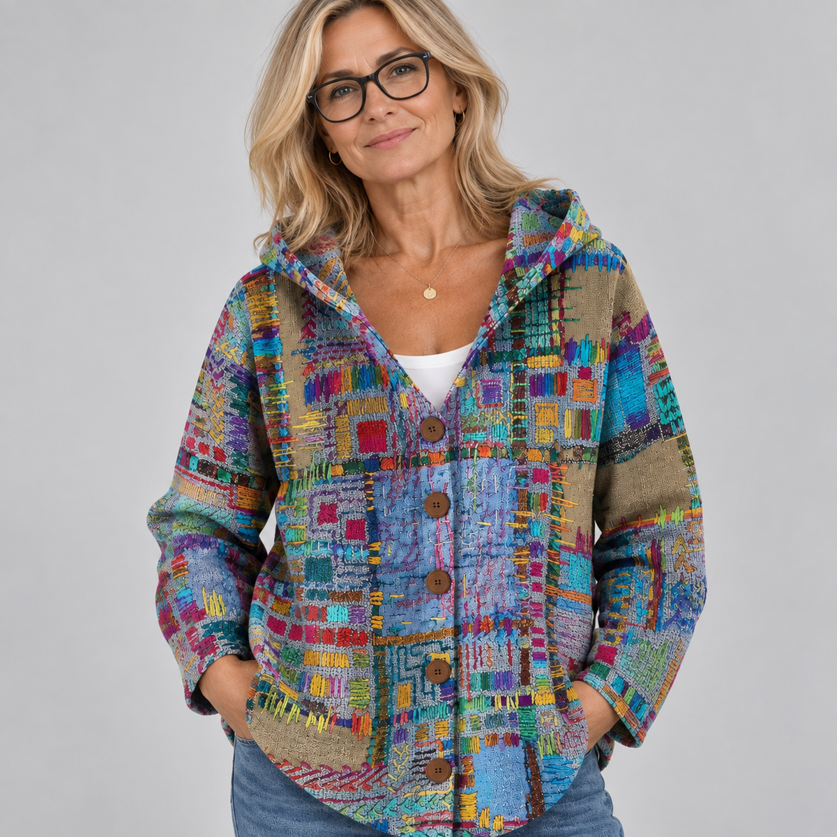 Mosaïque | Cardigan à Capuche Imprimée
