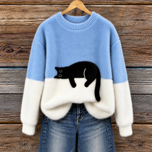 Félin | Pull Doux à Motif Chat