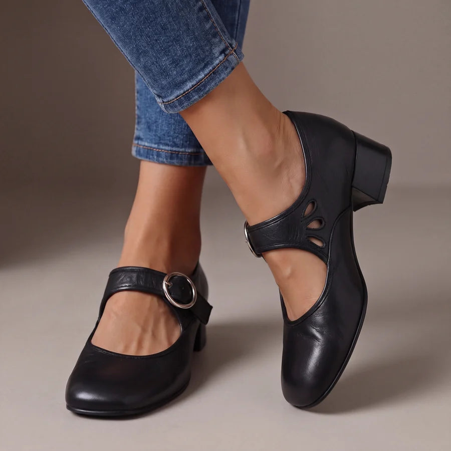 Odette | Babies en cuir à talon carré